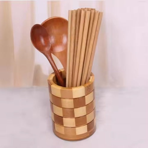 Grid Styles Bamboo Utensil Holder