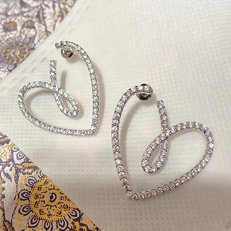 Shinny Heart Shaped Crystal Earrings