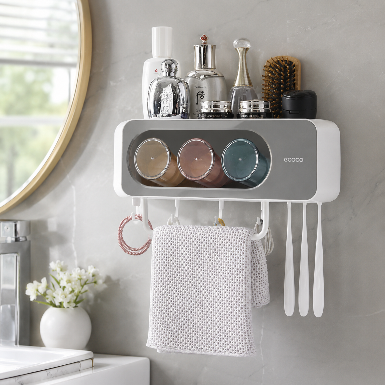 Ecoco Wall-Mounted Bathroom Organizer