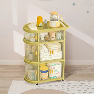 3 Tiered Foldable Storage Cabinet Freestanding Toy Organizing Cart - All-In-One Store