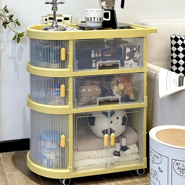 3 Tiered Foldable Storage Cabinet Freestanding Toy Organizing Cart - All-In-One Store