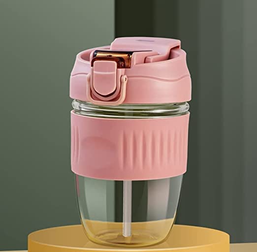 Smart Grip Glass With Lid & Straw