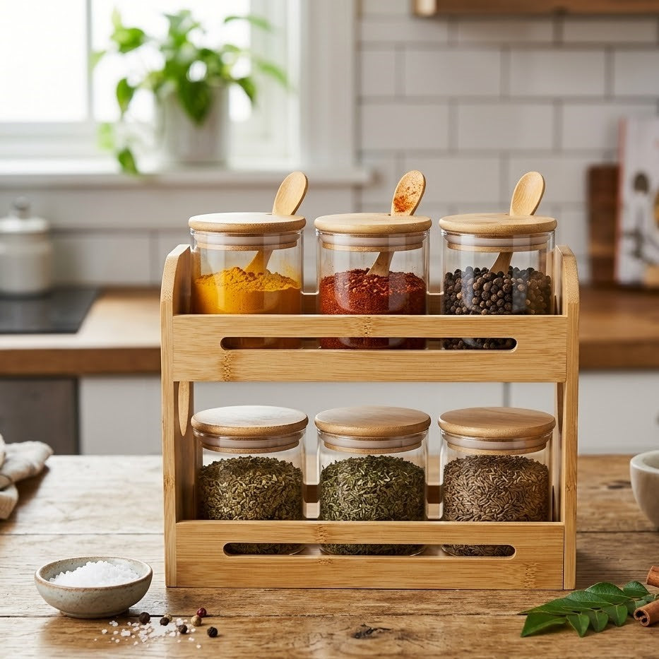 BambooTier 6-Jar Spice Organizer Set