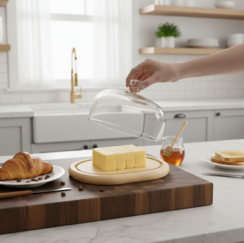 Wooden Butter Dish with Acrylic Lid (2161) by Limon