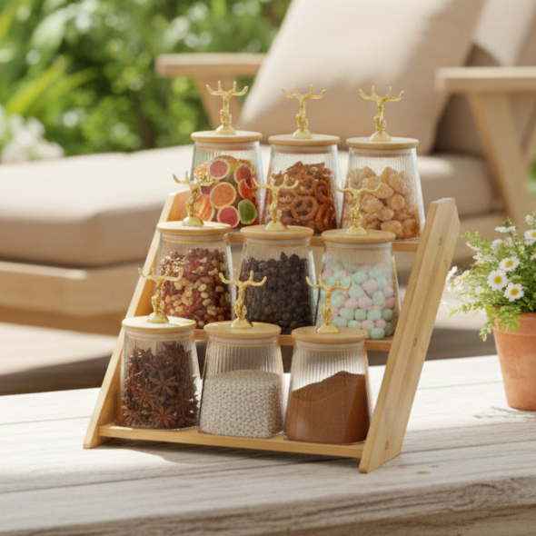 9-Pcs PrimeRib Tapered Glass Storage Station (1112)