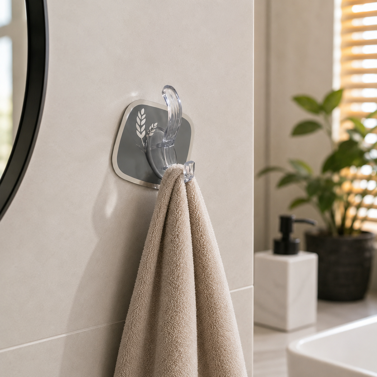 4-Pack Clear Self-Adhesive Hooks for Smooth Surfaces