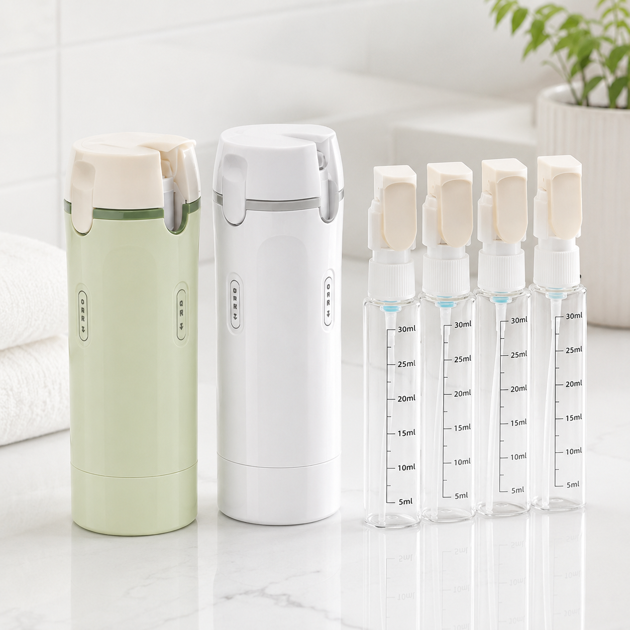 4-in-1 Travel Dispenser Bottle with Selectable Pump