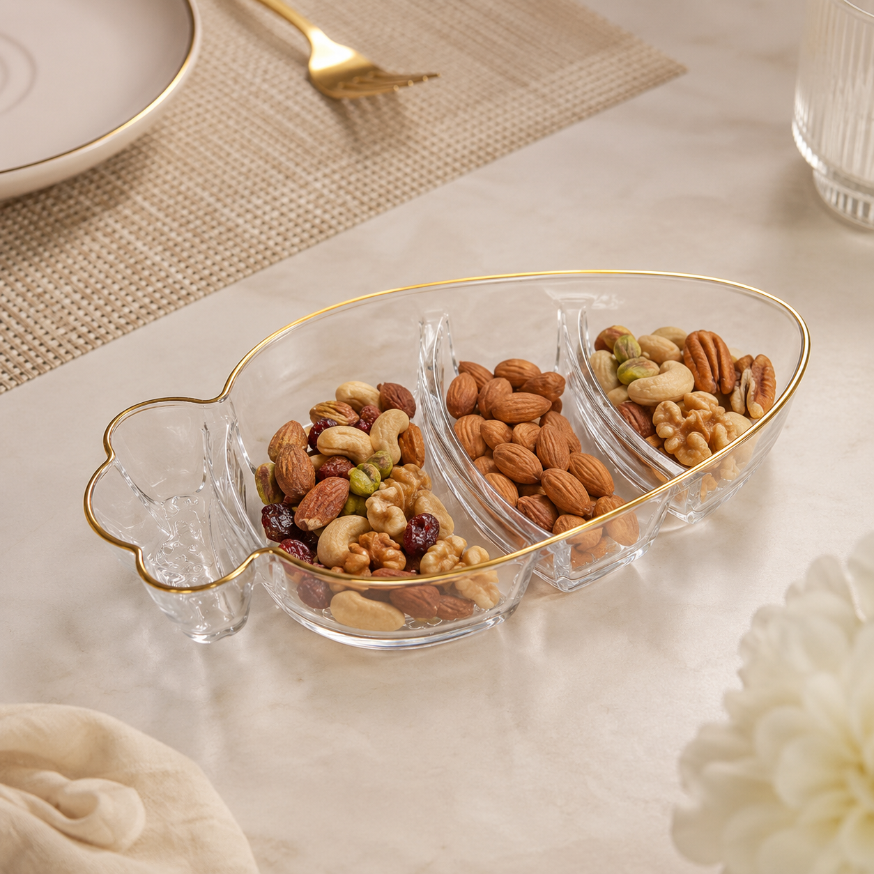 Ribbed Fish Design Fruits and & Snacks Platter