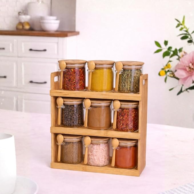 BambooTier 9-Jar Spice Organizer Set