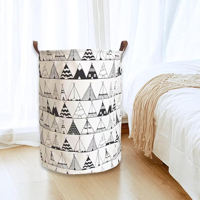 Trendy Printed Multi-Use Fabric Laundry Basket