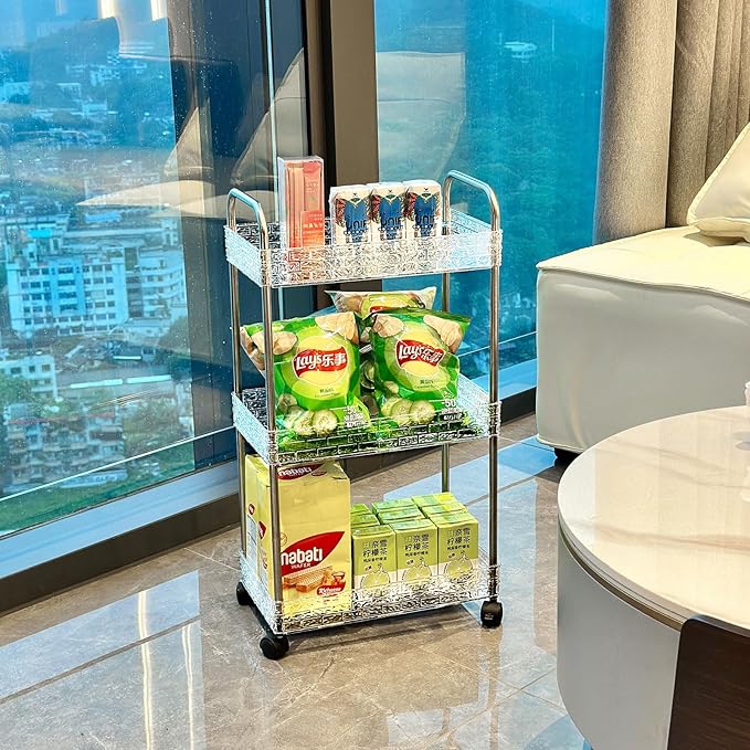 Frosted Acrylic Multi-Tier Storage Cart with Wheels