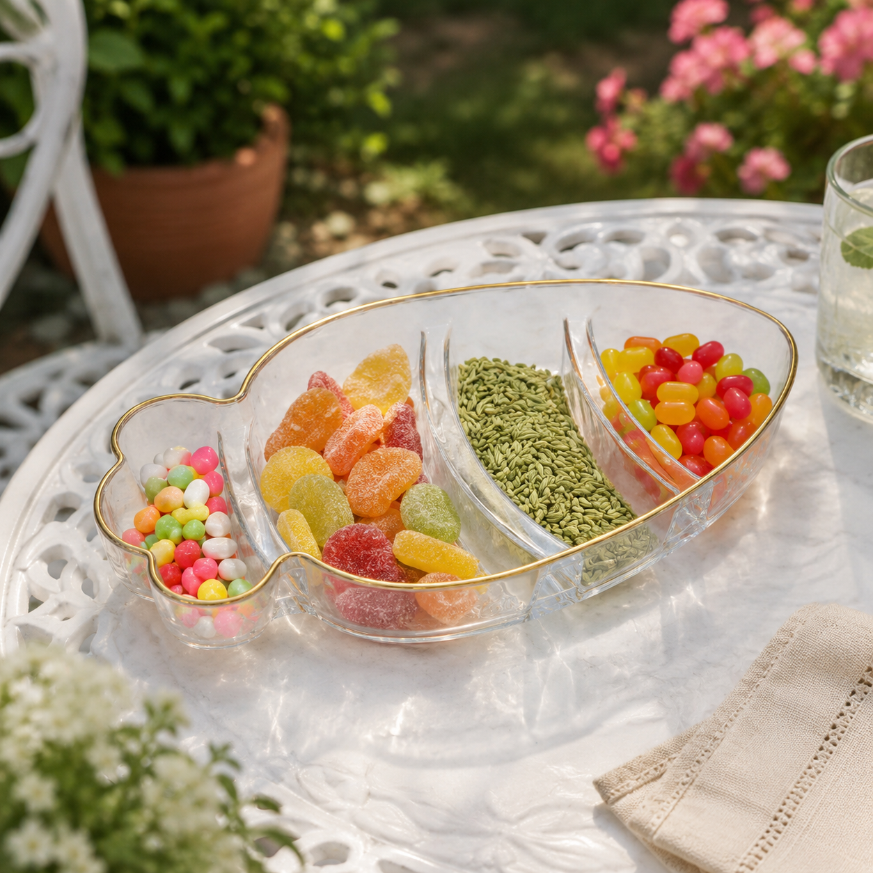 Ribbed Fish Design Fruits and & Snacks Platter