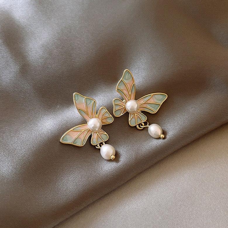 Butterfly Pearl Drop Earrings