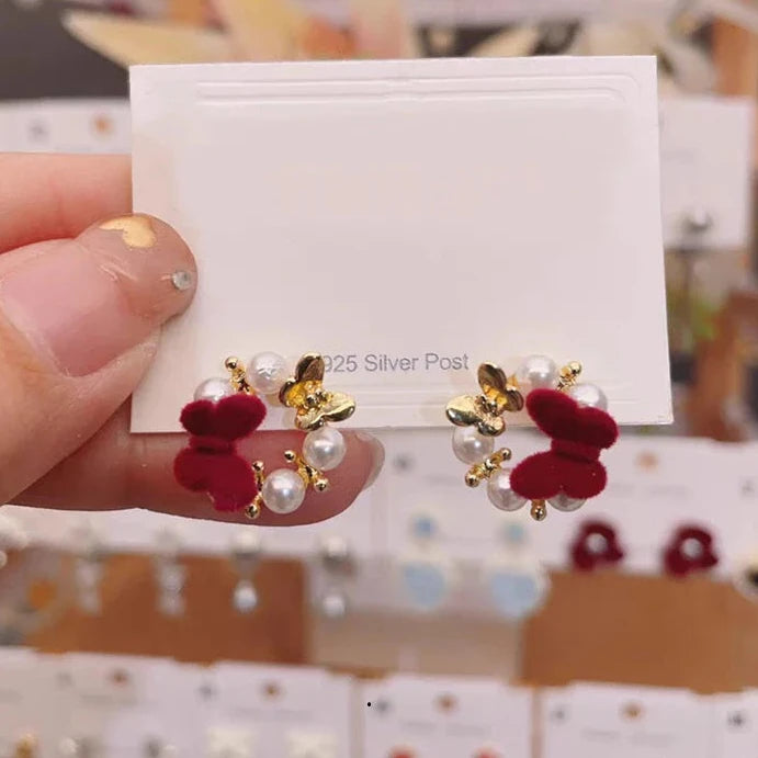 Red Butterfly Pearl Tops