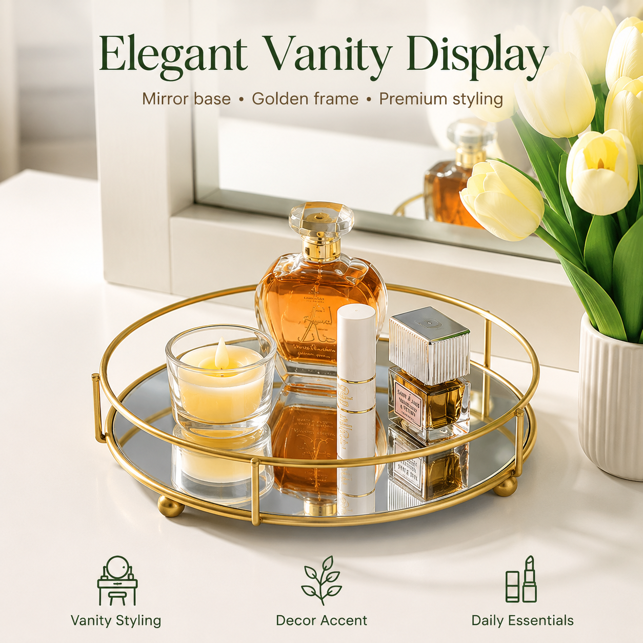 Classy Golden Vanity Display with Mirror by Matrix