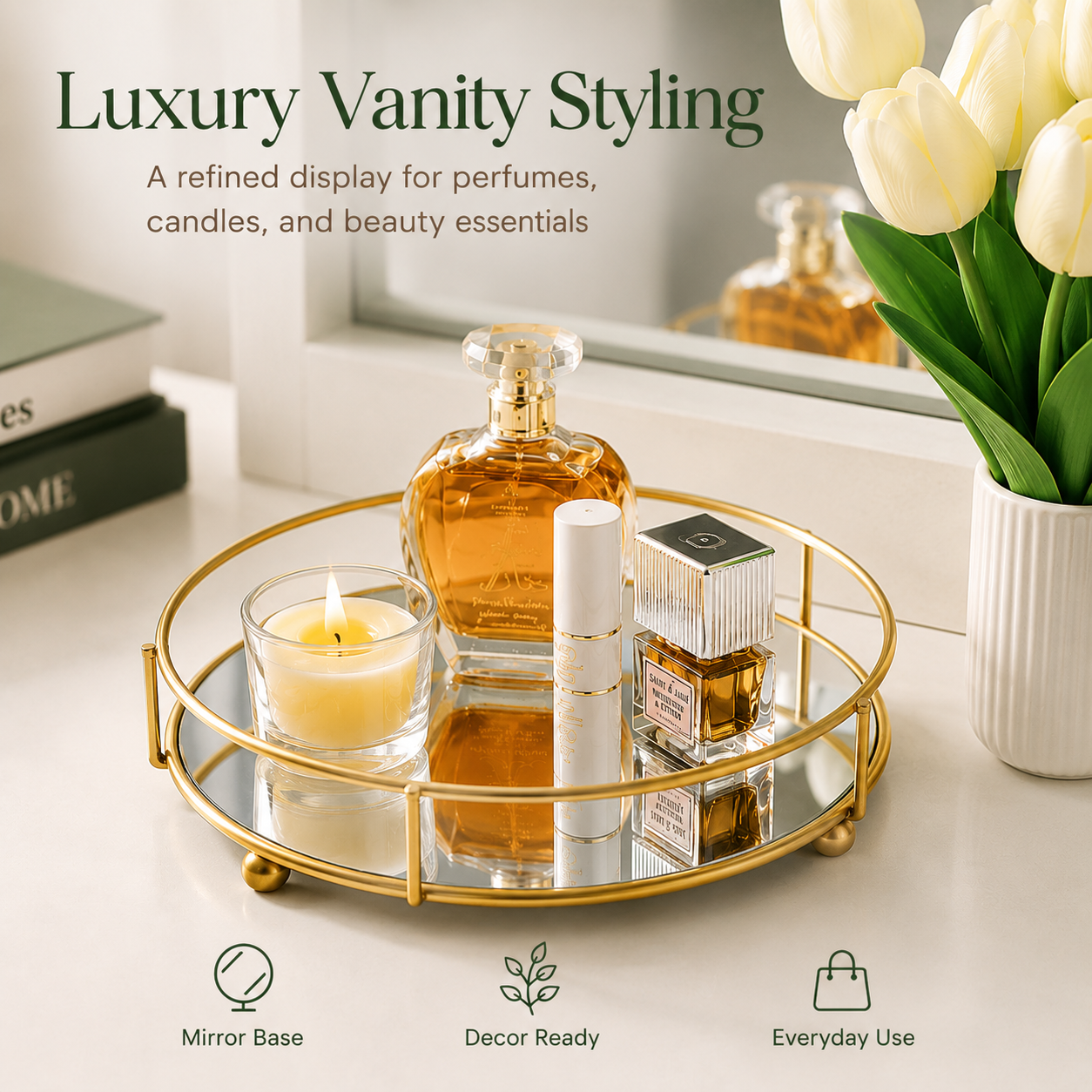 Classy Golden Vanity Display with Mirror by Matrix