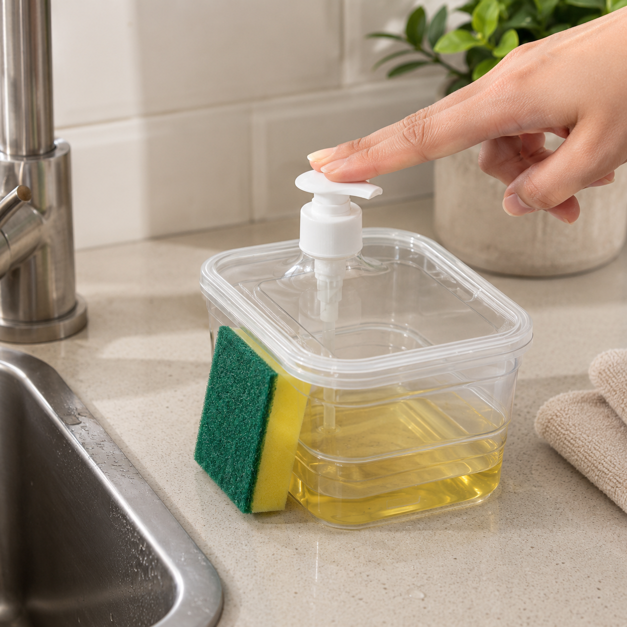 Sink Side Liquid Dispenser and Sponge Set