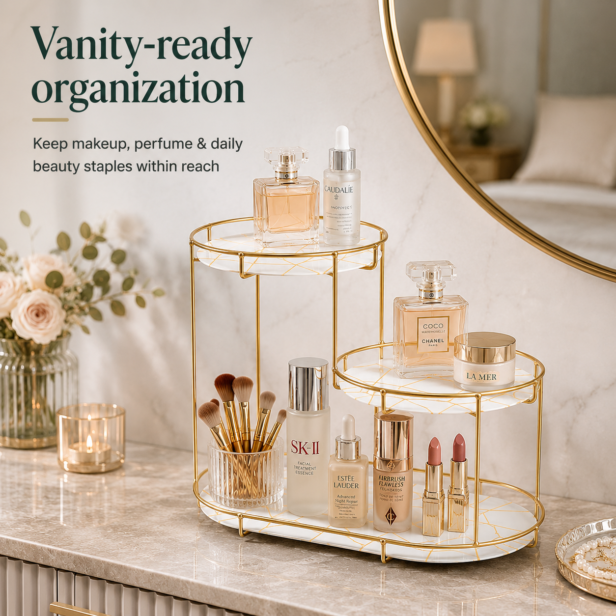 3-Tier Golden Vanity Stand by Matrix