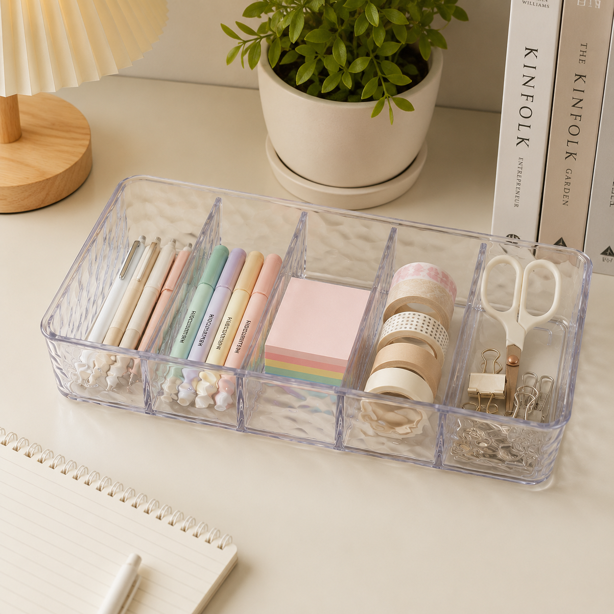 Clear PET Storage Organiser with 5 Fixed Compartments