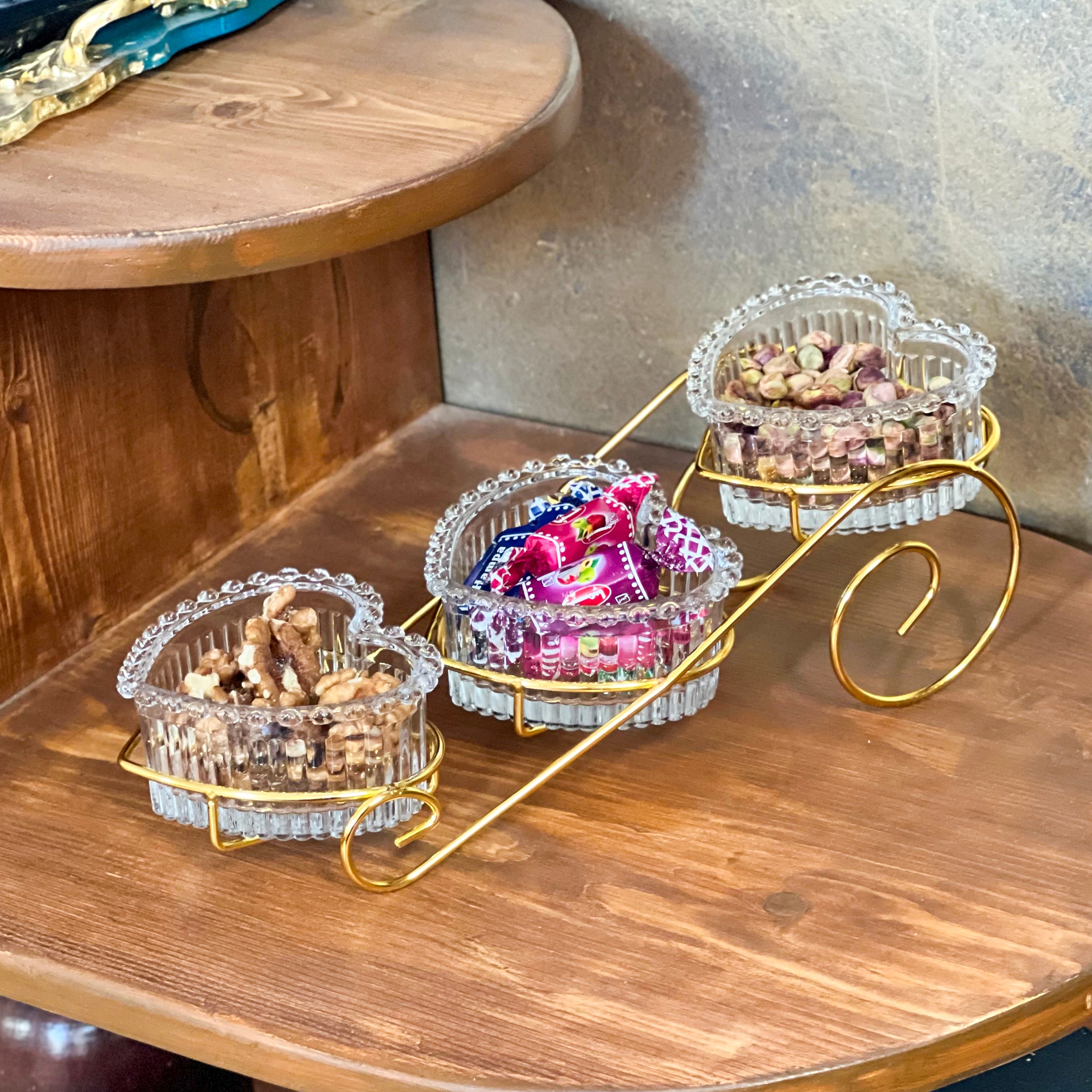 EliteCurve Heart-Shaped Glass Serving Trio (1120)