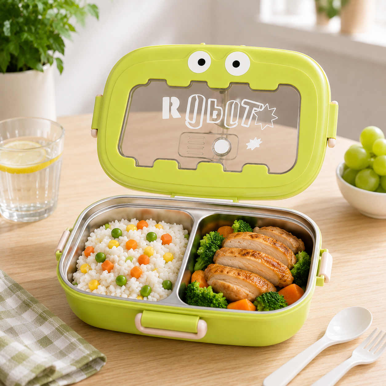 Fun Robot Themed Kids Lunch Box