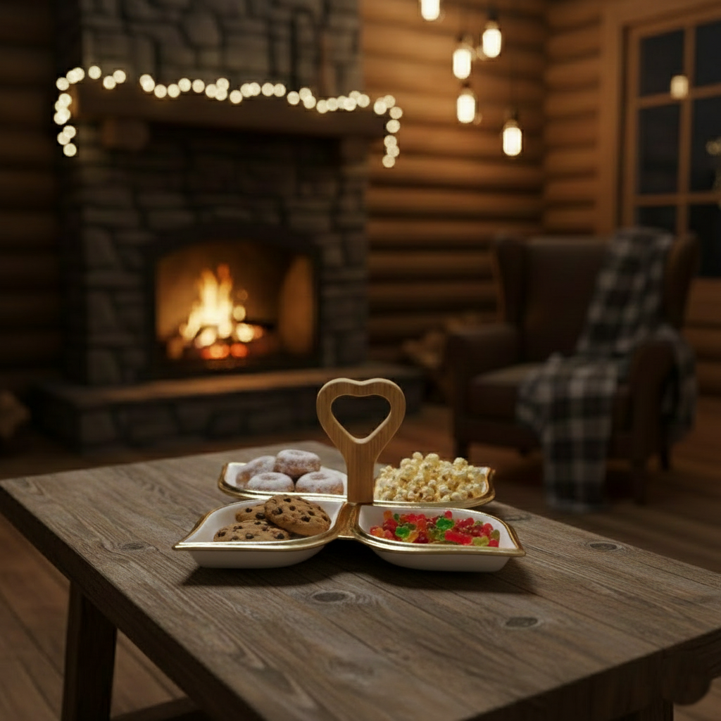 GoldenHeart 4-Section Ceramic Platter