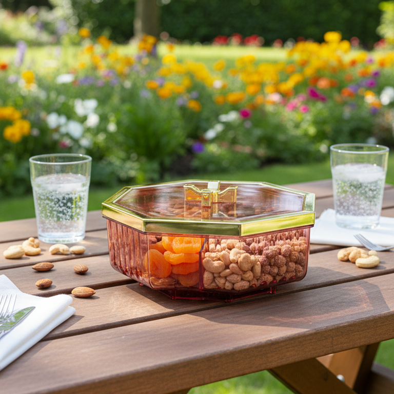Rotatable Octagonal Dry Fruit & Snacks Container