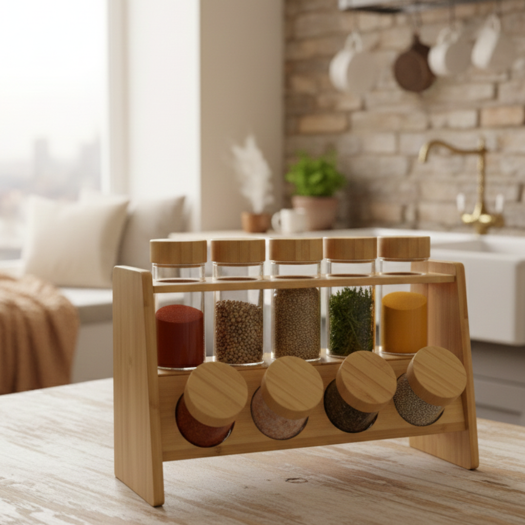 8-Pcs Glass Spice Storage Jars Ensemble (1104)