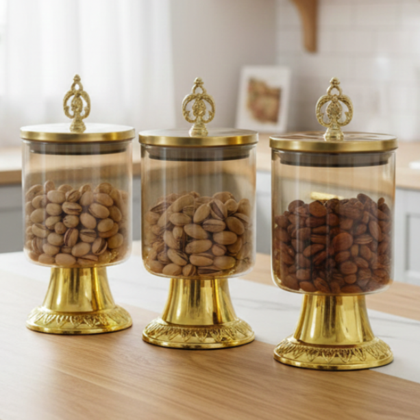 3Pcs Royal Lid Airtight Glass Jar (1124)