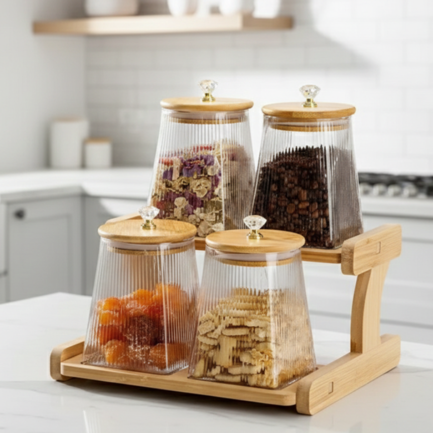 WoodCrest Ribbed & Tinted Glass Display (1111)