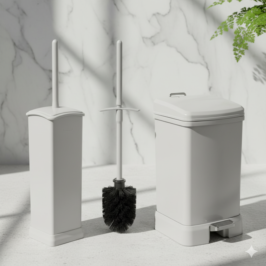 EdgeClean Rectangle Dustbin & Brush Set (1923) by Limon