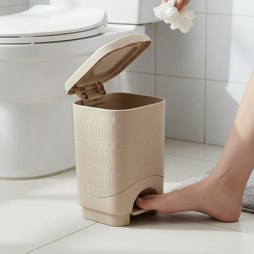 7L Bamboo-Style Dustbin with Pedal (1582) by Limon