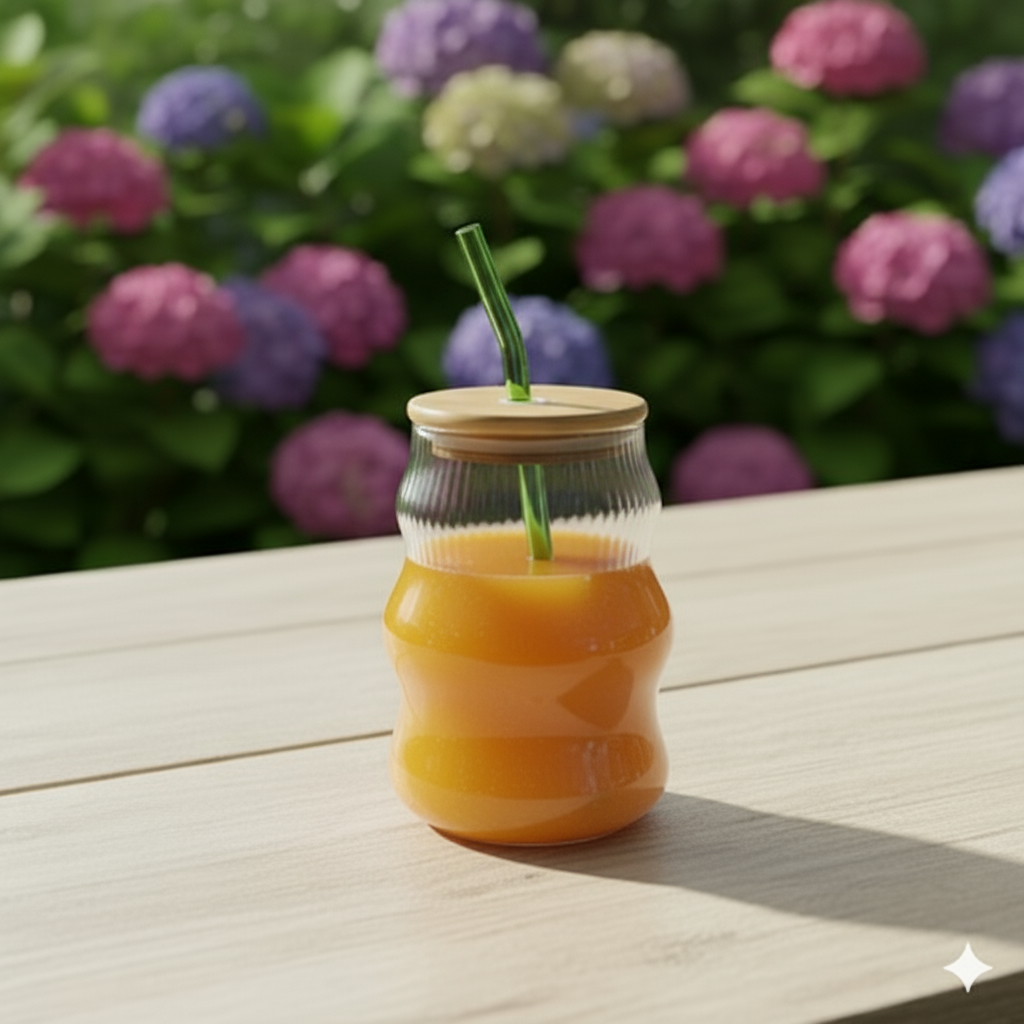 EcoLuxe Glass Sipper with Bamboo Lid