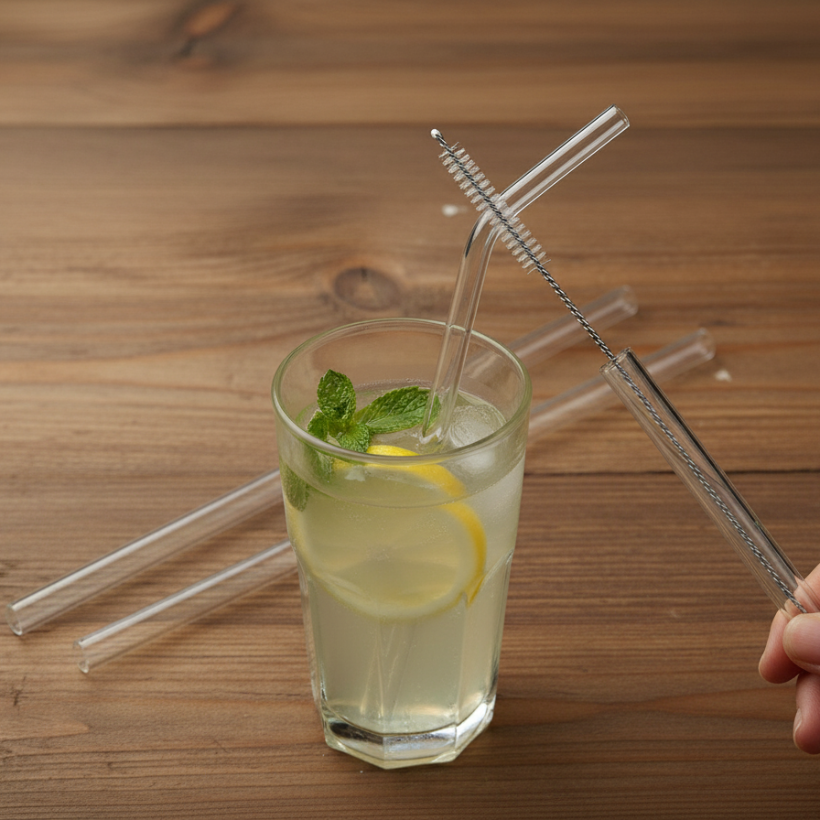 SipEase Reusable Straws (Pack of 6) with Cleaning Brush