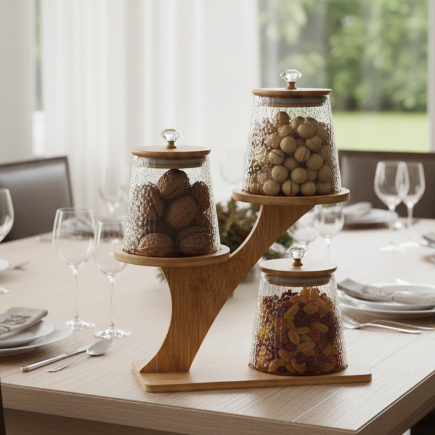 TriLevel Bamboo Pantry Display (1117)