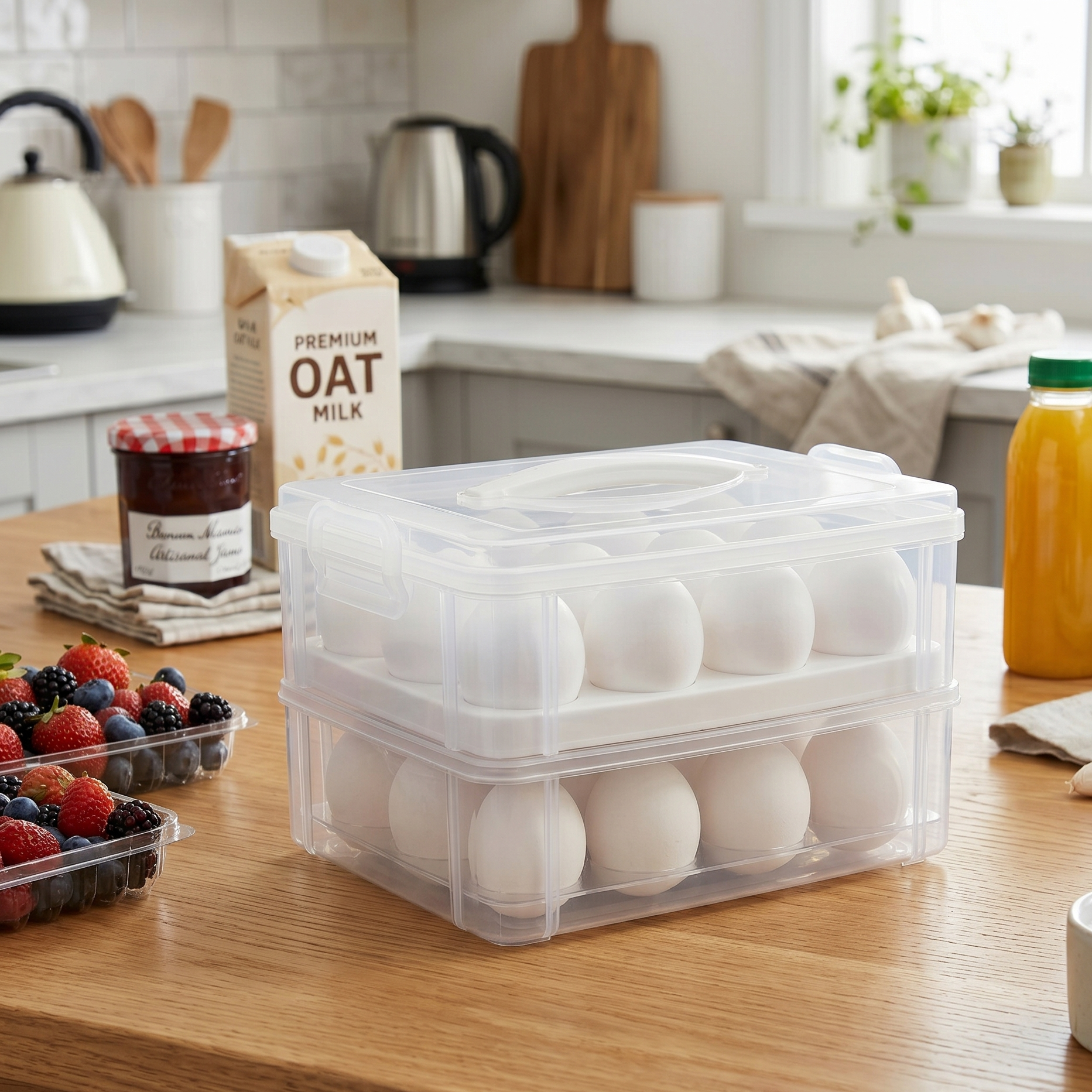 24-Grid Covered Egg Storage Box