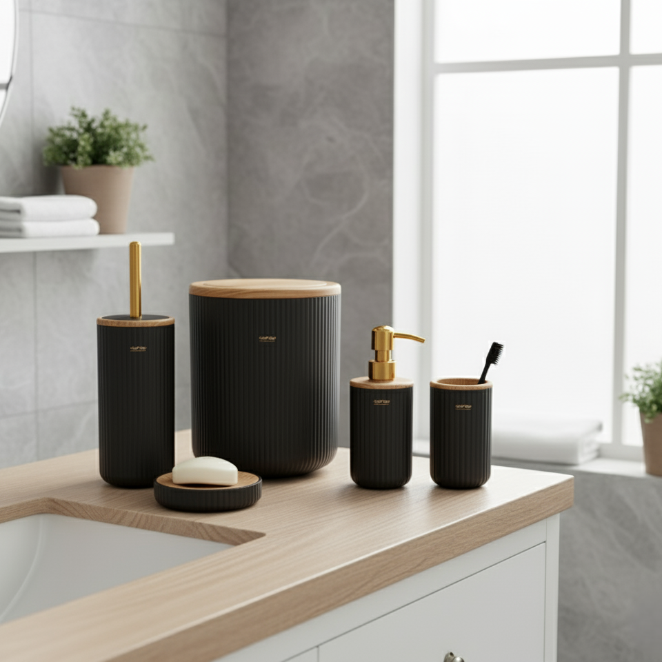 Elite Ribbed 5-Piece Bathroom Set (172) By Duman