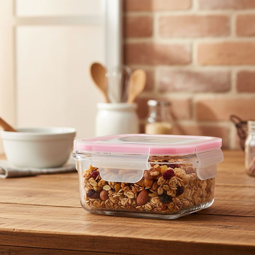 440ML Square Glass Container with Lid (2014) by Limon