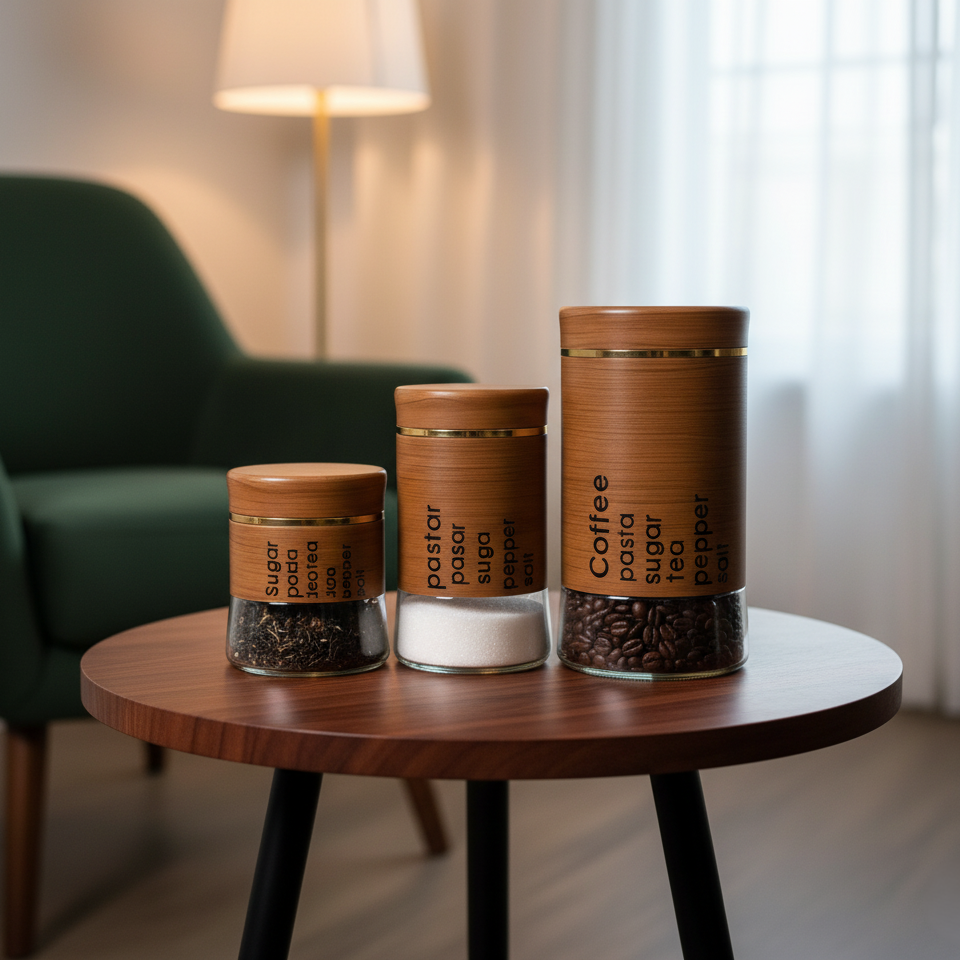 Coffee, Sugar & Tea Premium Glass Canister Set (Pack of 3)