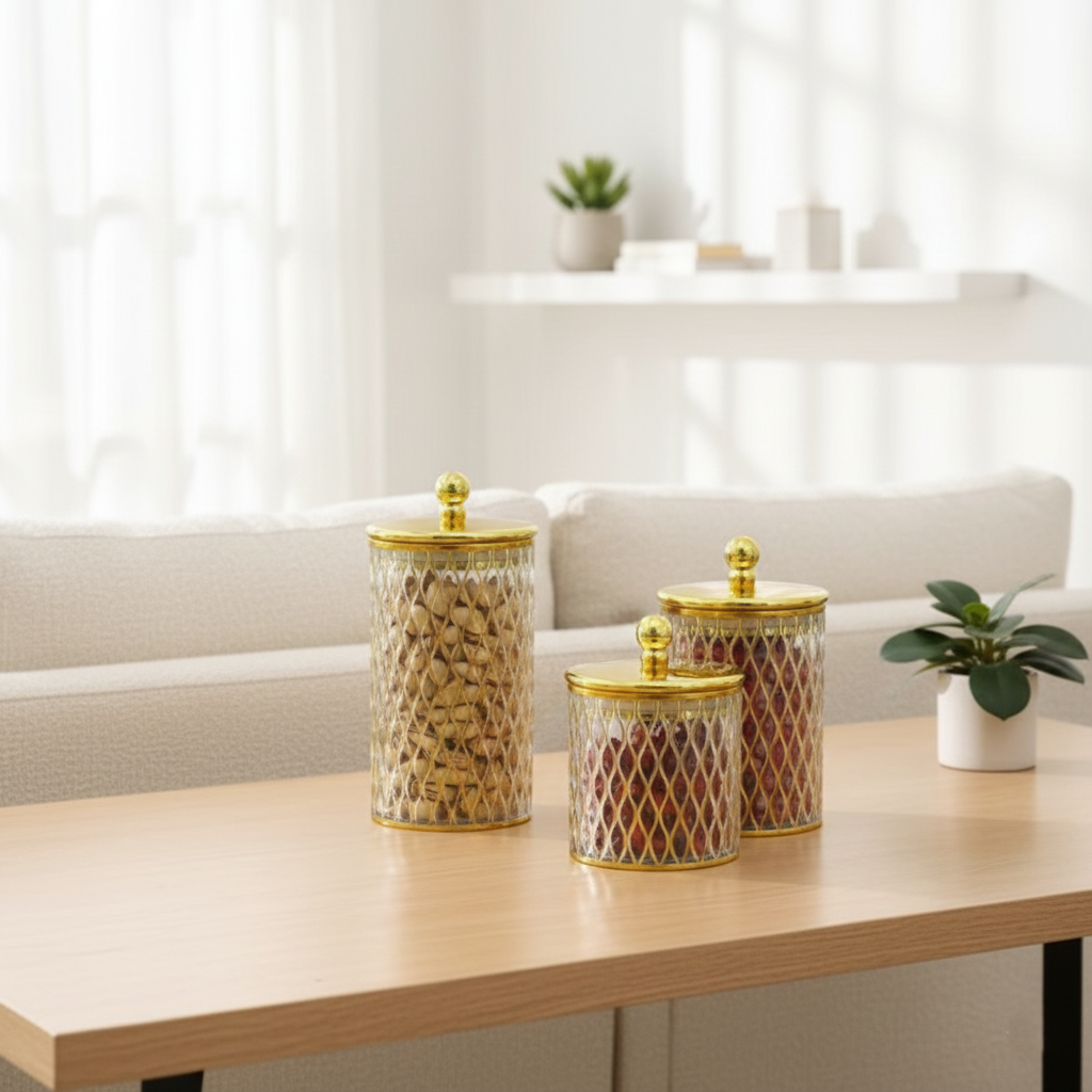 Wavy Canister Trio - Transparent