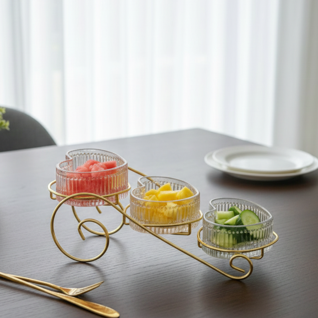 EliteCurve Heart-Shaped Glass Serving Trio (1120)