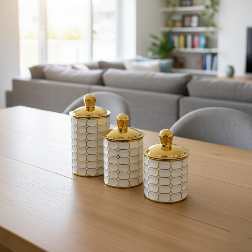 Octagon & Diamond Canister Trio - Solid