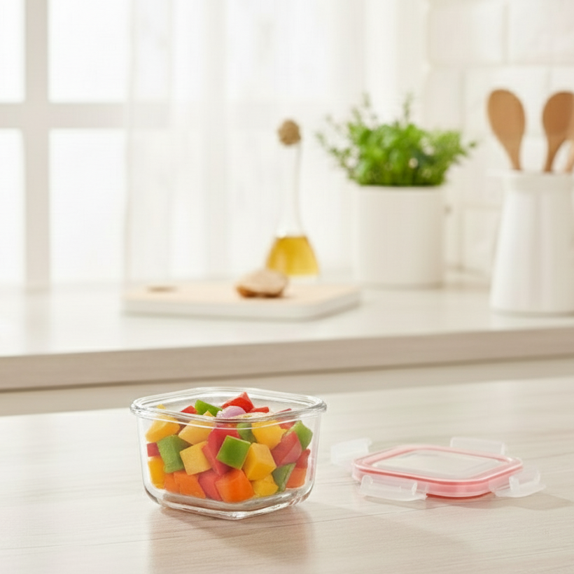 200ML Square Glass Container with Lid (1976) by Limon