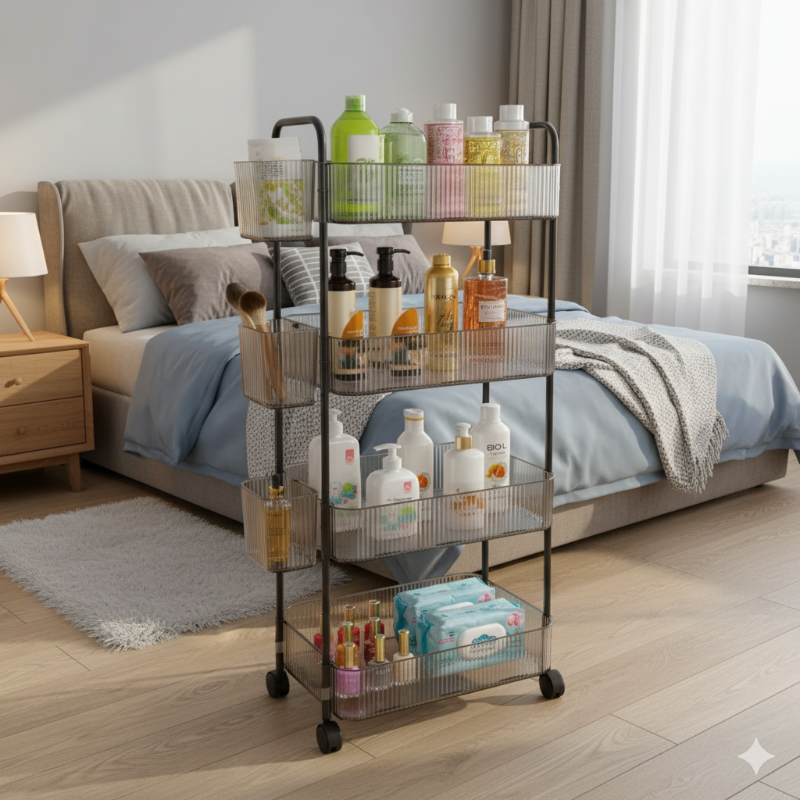 4-Tier Acrylic Utility Rolling Trolley (2374) by Limon