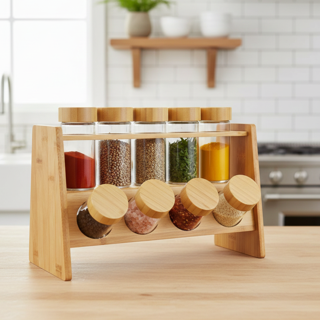 8-Pcs Glass Spice Storage Jars Ensemble (1104)