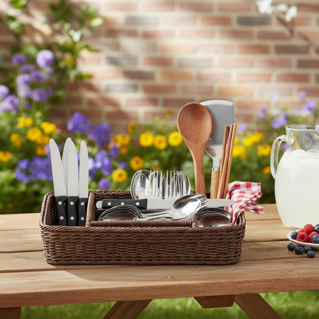 Woven Handmade Cuttlery Basket (51019) by Ziba