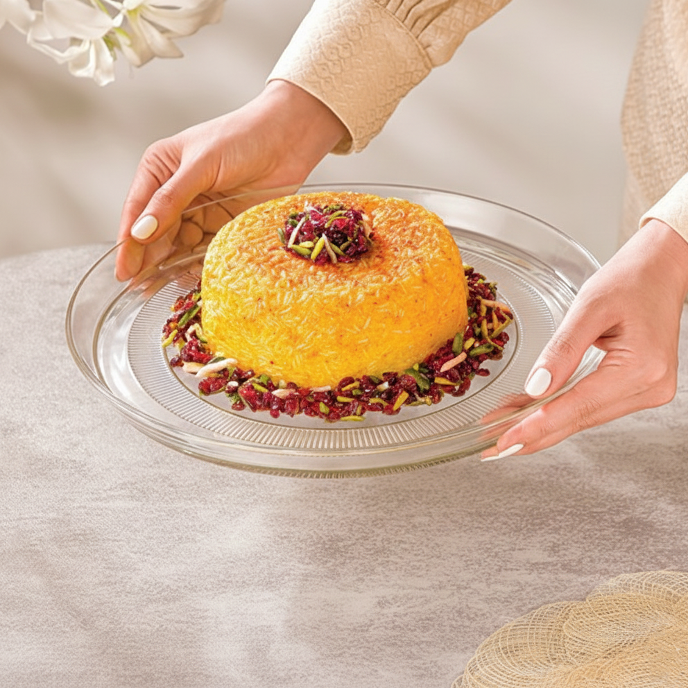 Majestic Round Glass Serving Platter by Limon