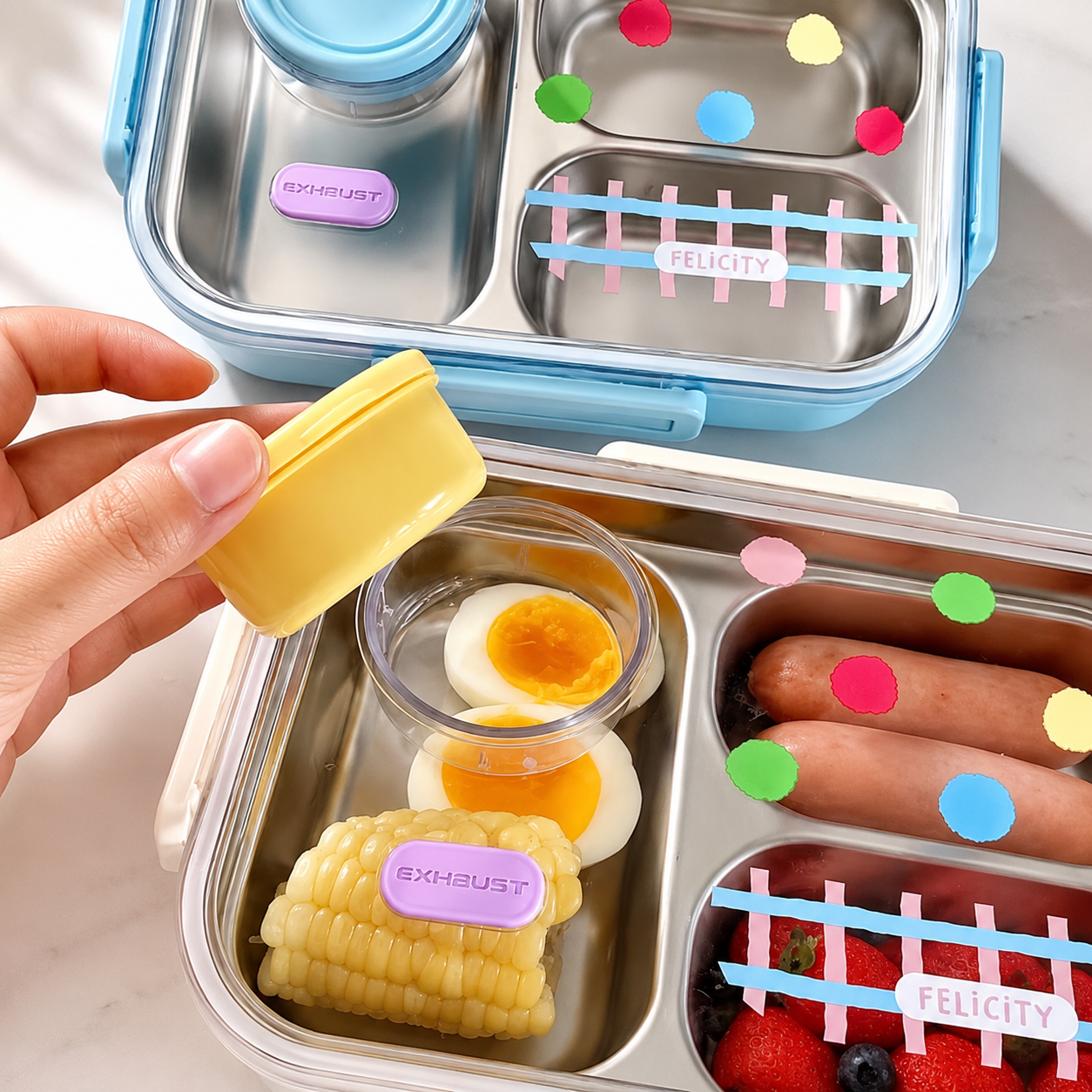 Leak Proof Divided Lunch Box with Sauce Container