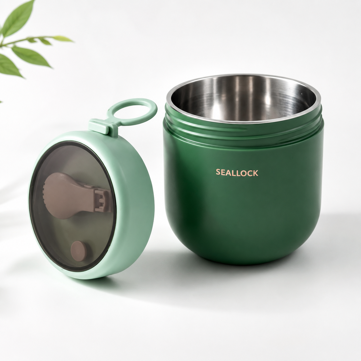 Portable Breakfast Bowl with Seal Lock Lid & Attached Spoon