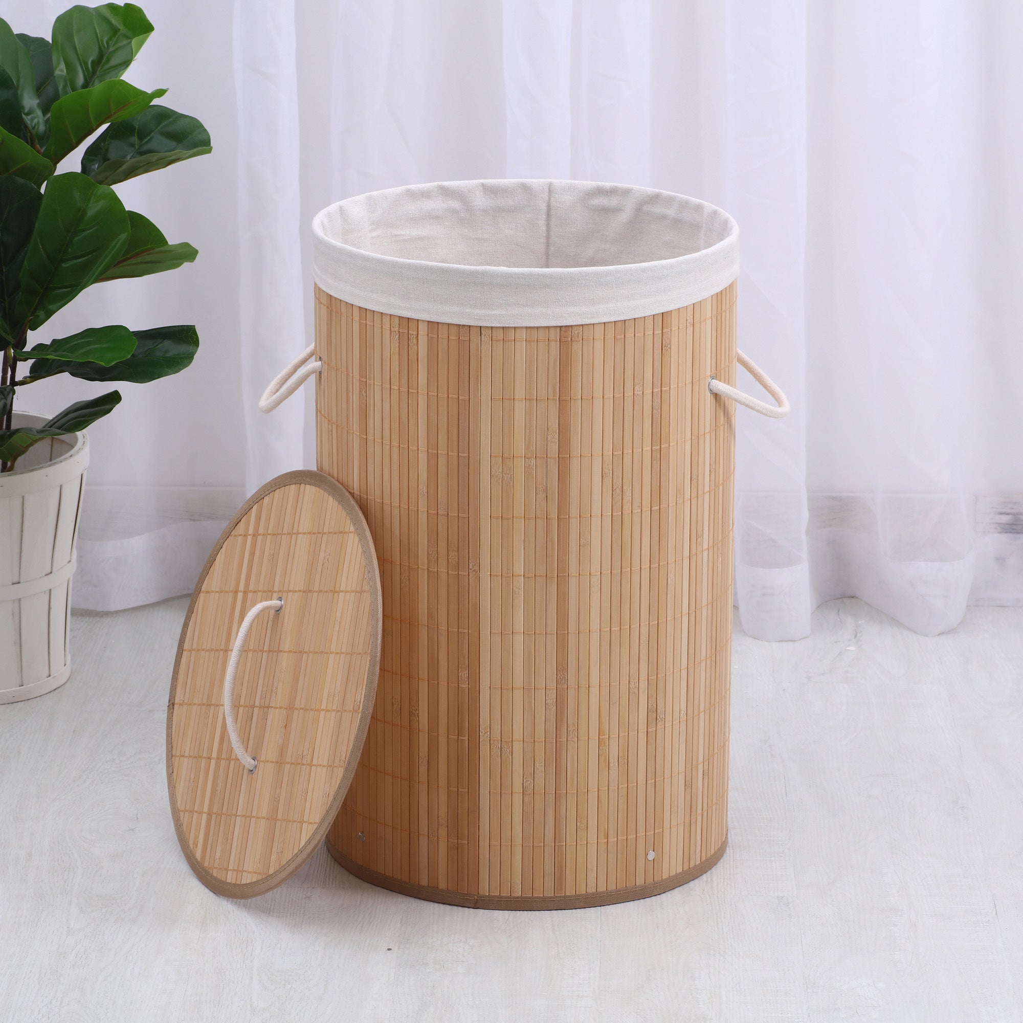 Round Bamboo Laundry Basket